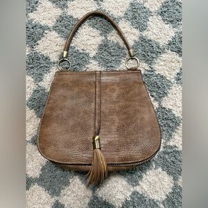 SIMPLY NOELLE brown textured croc embossed faux leather shoulder bag purse